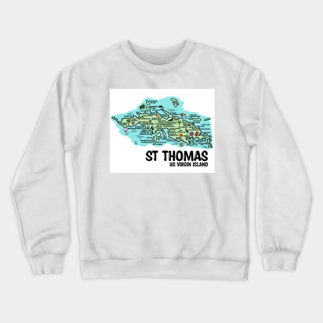 St Thomas Map Crewneck Sweatshirt by fiberandgloss